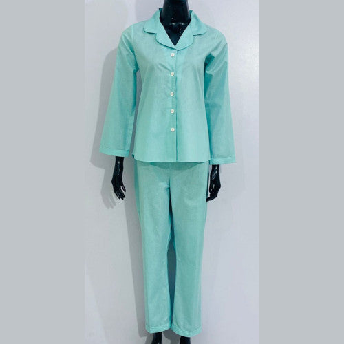 SoieRose Women's Victorian Pajama Set – Soft Teal – 100% Cotton - SR1053