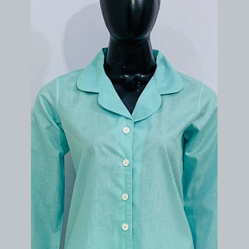 SoieRose Women's Victorian Pajama Set – Soft Teal – 100% Cotton - SR1053