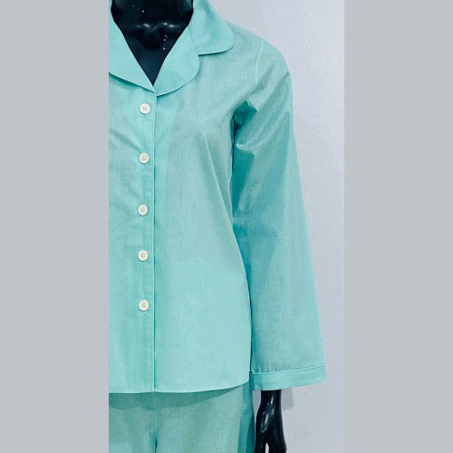 SoieRose Women's Victorian Pajama Set – Soft Teal – 100% Cotton - SR1053