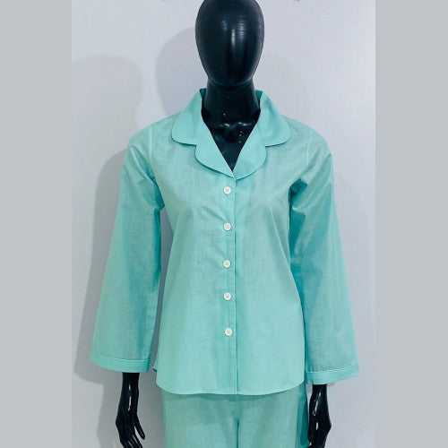 SoieRose Women's Victorian Pajama Set – Soft Teal – 100% Cotton - SR1053