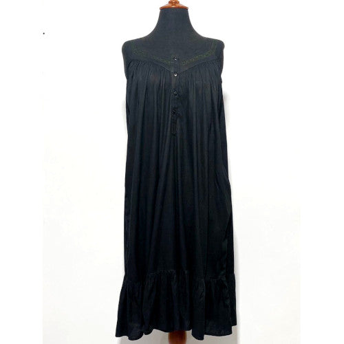 SoieRose 100% Cotton Black Victorian Nightgown - SR-1013A