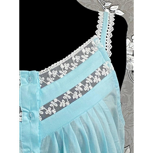 SoieRose 100% Cotton Celeste Sleeveless Nightgown with Straps - SR-1099