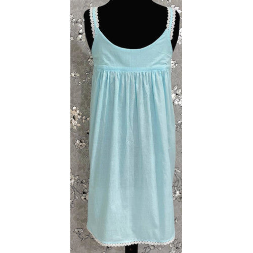 SoieRose 100% Cotton Celeste Sleeveless Nightgown with Straps - SR-1099