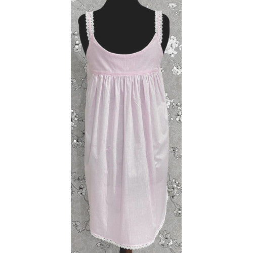 SoieRose 100% Cotton Pale Pink Sleeveless Nightgown with Straps - SR-1100