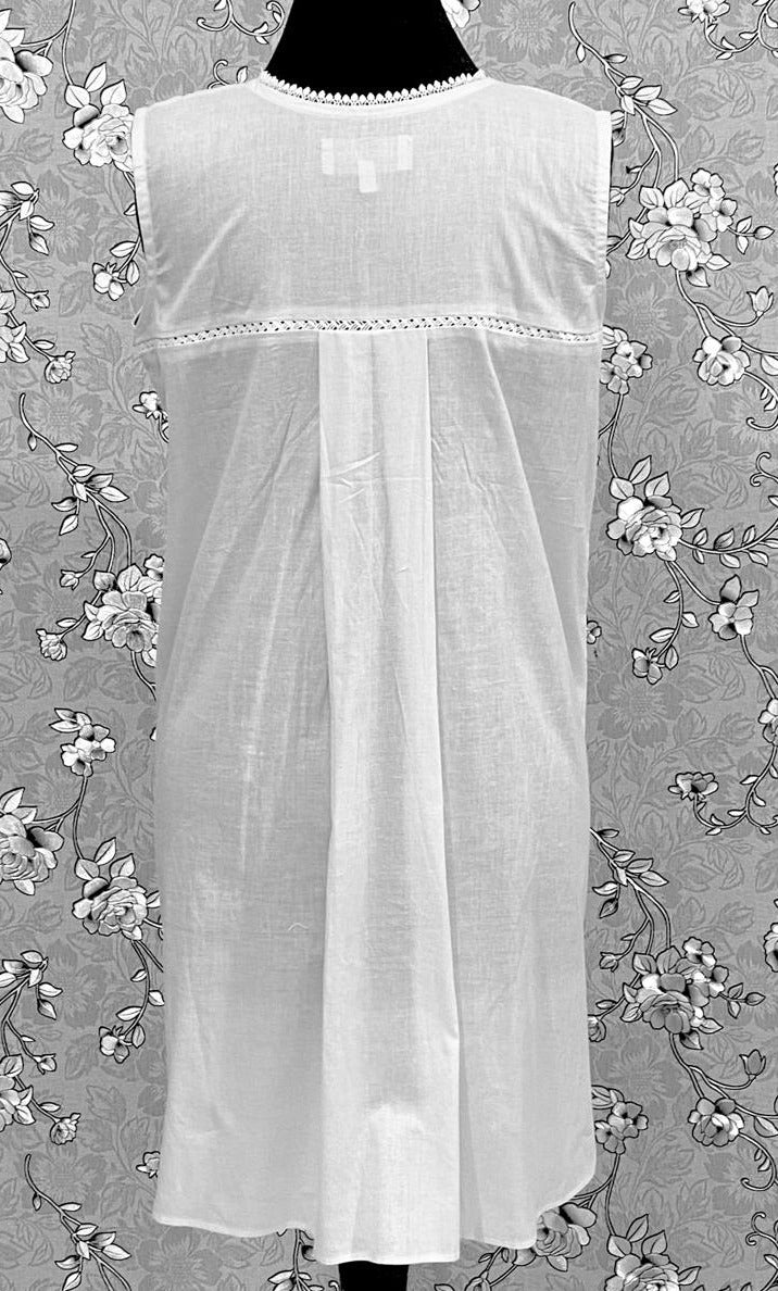 SoieRose 100% Cotton Sleeveless Eyelet Detail Victorian Cotton Nightgown - SR1142
