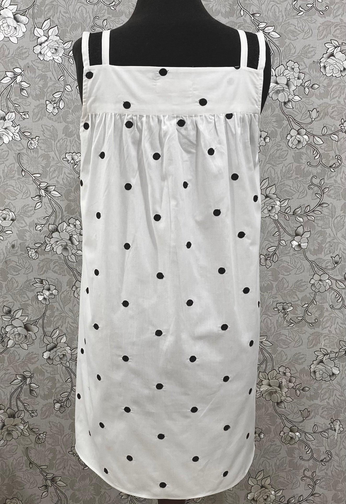 SoieRose 100% Cotton Victorian Nightgown – Polka Dot Sleeveless Nightdress SR-1199