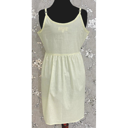 SoieRose 100% Cotton Victorian Spaghetti Strap Nightgown - Sleek Fit - Light Yellow - SR1126