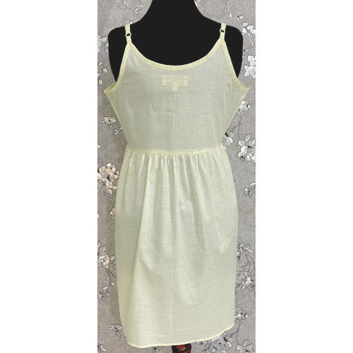SoieRose 100% Cotton Victorian Spaghetti Strap Nightgown - Sleek Fit - Light Yellow - SR1126