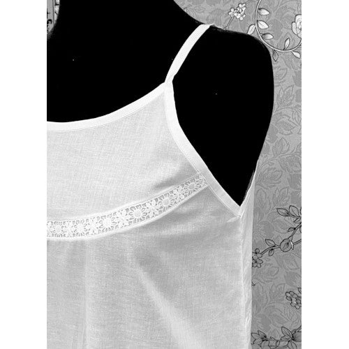 SoieRose 100% Pure Cotton White Nightgown with Delicate Lace Detailing - SR-1152