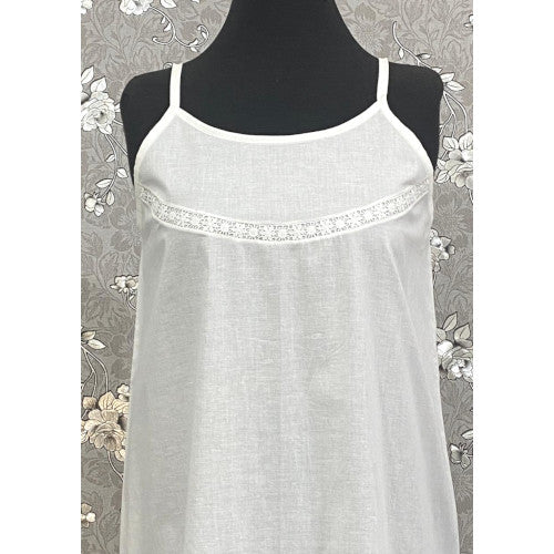 SoieRose 100% Pure Cotton White Nightgown with Delicate Lace Detailing - SR-1152