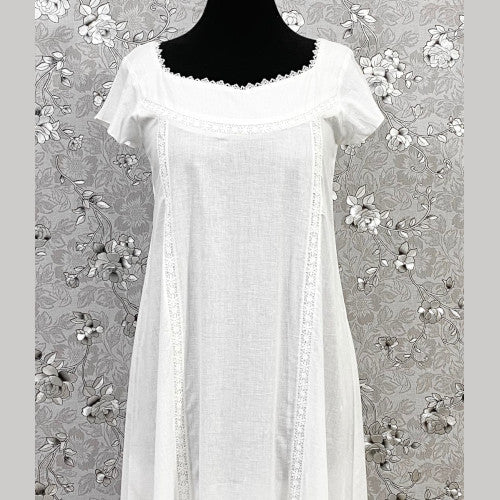 SoieRose 100% White Cotton Victorian Short Sleeves Nightgown - SR-1014
