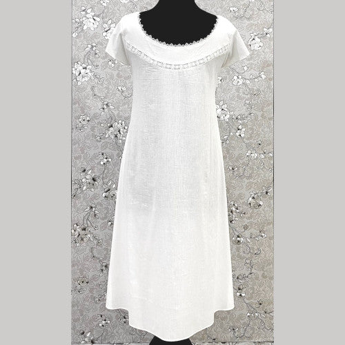 SoieRose 100% White Cotton Victorian Short Sleeves Nightgown - SR-1014