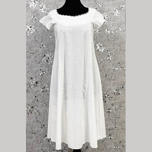 SoieRose 100% White Cotton Victorian Short Sleeves Nightgown - SR-1014