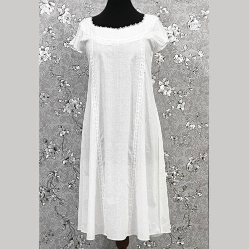 SoieRose 100% White Cotton Victorian Short Sleeves Nightgown - SR-1014