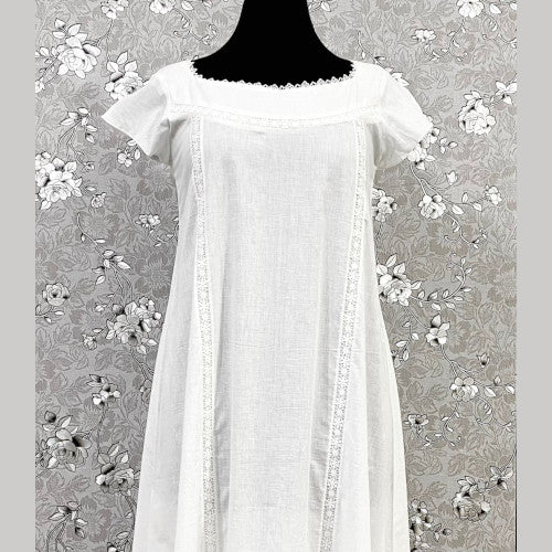 SoieRose 100% White Cotton Victorian Short Sleeves Nightgown - SR-1014