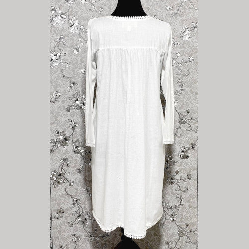 SoieRose 100% White Cotton 3/4 sleeves Victorian Nightgown - SR-1017