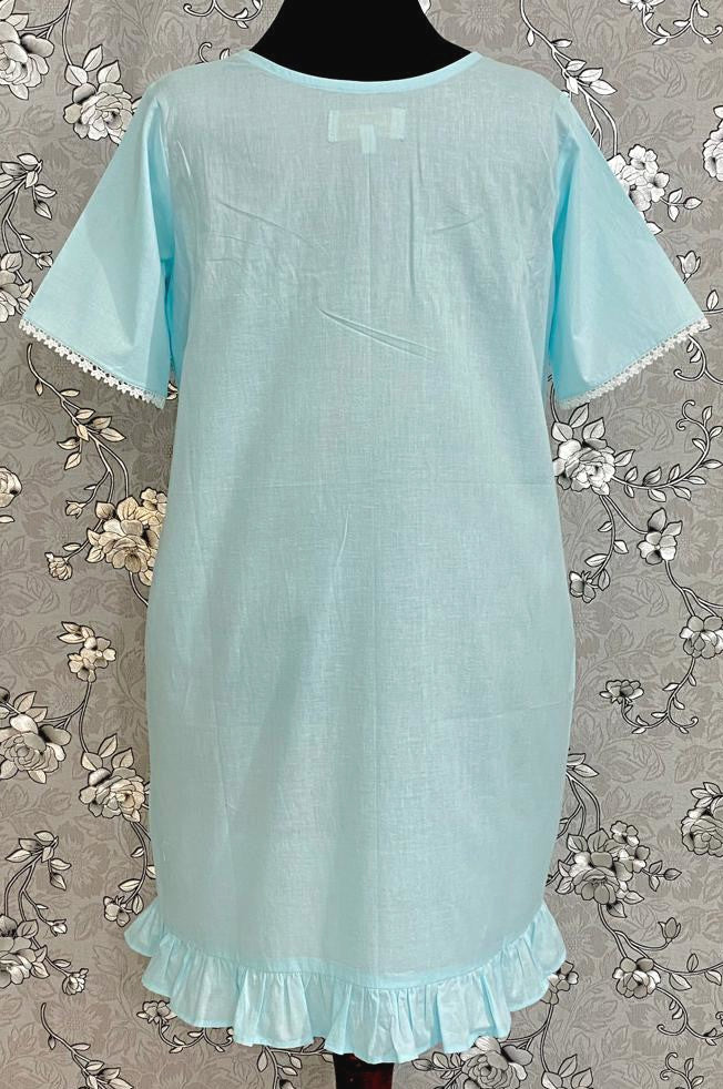 SoieRose 1104 Lace Victorian Nightgown Timeless Vintage Sleepwear 100% Cotton - Celeste