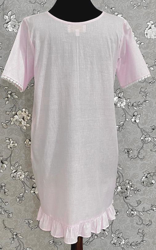 SoieRose 1105 Lace Victorian Nightgown Timeless Vintage Sleepwear -100% Cotton - Pale Pink