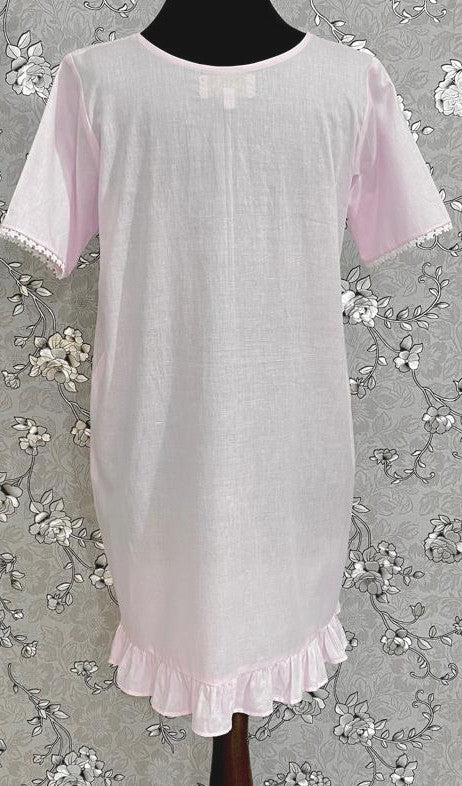 SoieRose 1105 Lace Victorian Nightgown Timeless Vintage Sleepwear -100% Cotton - Pale Pink