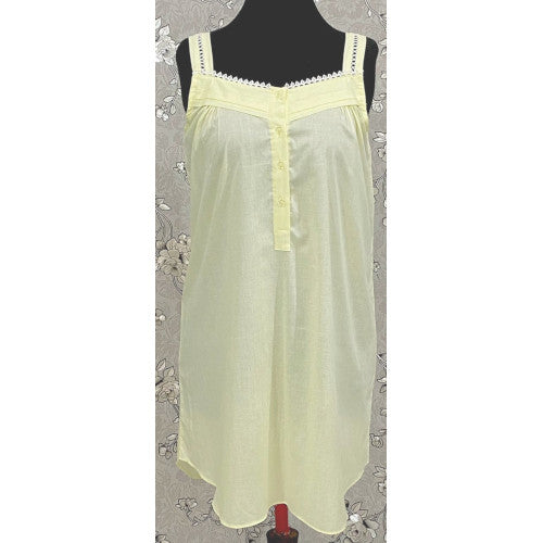 SoieRose Sleek 100% Cotton Victorian Nightgown – Light Yellow - SR1121
