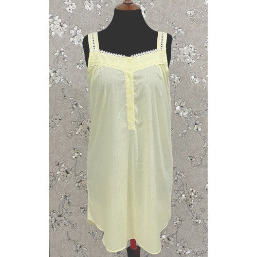 SoieRose Sleek 100% Cotton Victorian Nightgown – Light Yellow - SR1121