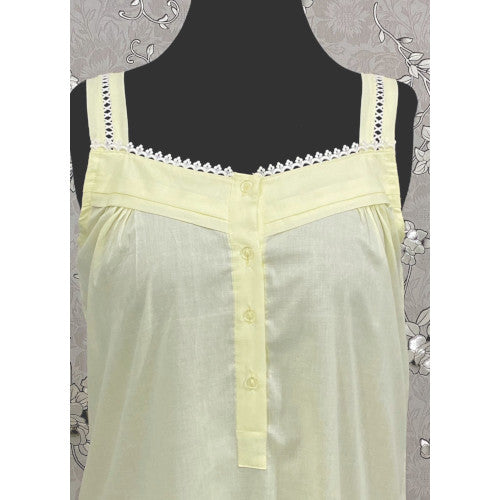 SoieRose Sleek 100% Cotton Victorian Nightgown – Light Yellow - SR1121