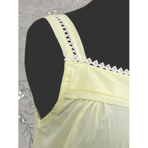 SoieRose Sleek 100% Cotton Victorian Nightgown – Light Yellow - SR1121