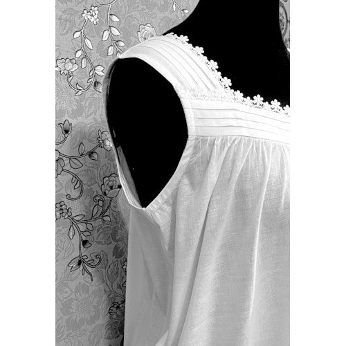 SoieRose SR-1162 Victorian 100% Cotton Sleeveless Midi Nightgown