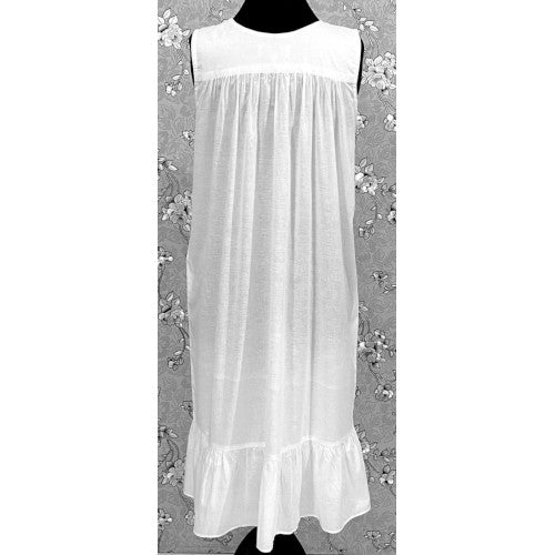 SoieRose SR-1162 Victorian 100% Cotton Sleeveless Midi Nightgown
