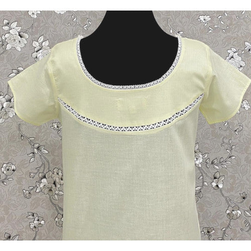 SoieRose SR1096 Women's Sleek Fit 100% Cotton Nightgown - Light Yellow