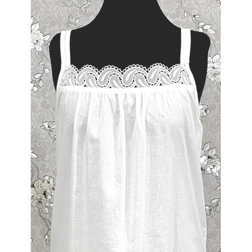 SoieRose Victorian 100% Cotton White Nightgown – Lace Trim - SR1159