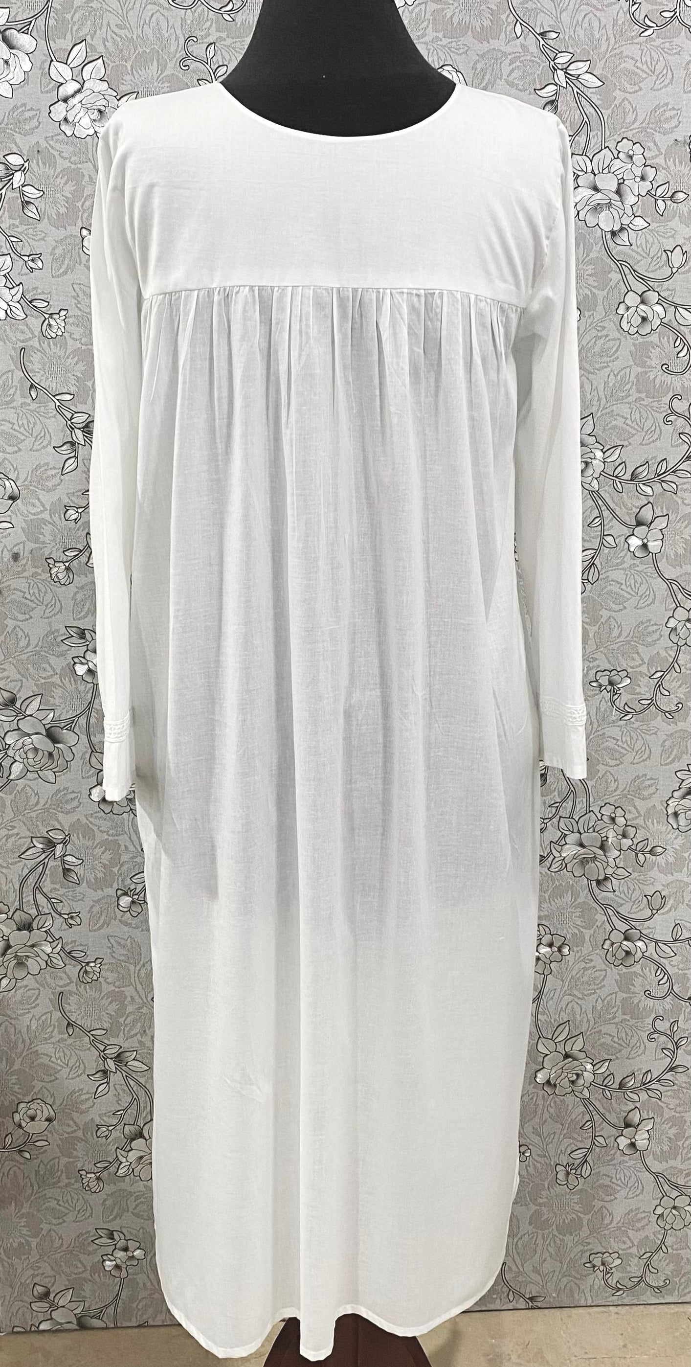 SoieRose Victorian Cotton Nightgown – SR-1191 – Long Sleeve Sleepwear with Pintuck and Lace Detailing