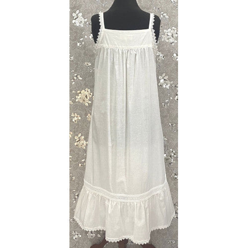 SoieRose Victorian Lace-Trimmed 100% Cotton Nightgown Sleeveless Elegance - SR-1155