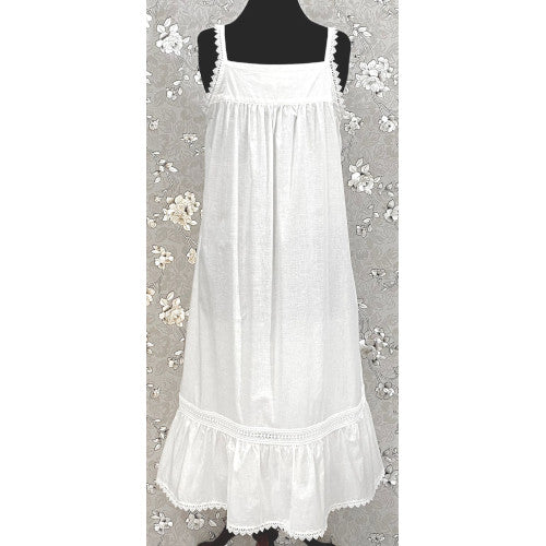 SoieRose Victorian Lace-Trimmed 100% Cotton Nightgown Sleeveless Elegance - SR-1155