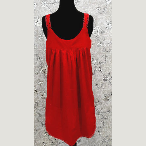 SoieRose Victorian Sleeveless Nightgown in Red - 100% Cotton - SR-1035
