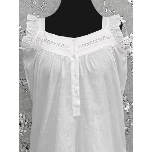 SoieRose Women's White Victorian Nightgown – 100% Cotton - SR1112