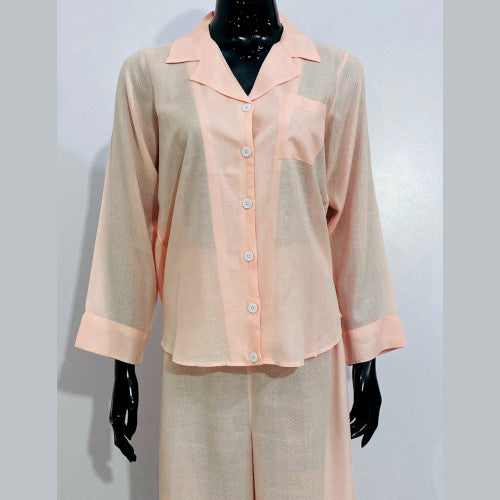 SoieRose Women’s Pajama Set – Bermuda Pink Print Linen - SR 1074