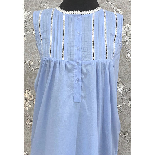 Victorian-Inspired 100% Cotton Nightgown by SoieRose - SR-1129 - Periwinkle