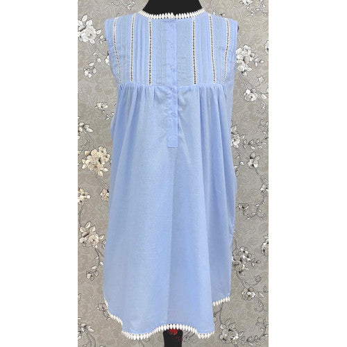 Victorian-Inspired 100% Cotton Nightgown by SoieRose - SR-1129 - Periwinkle