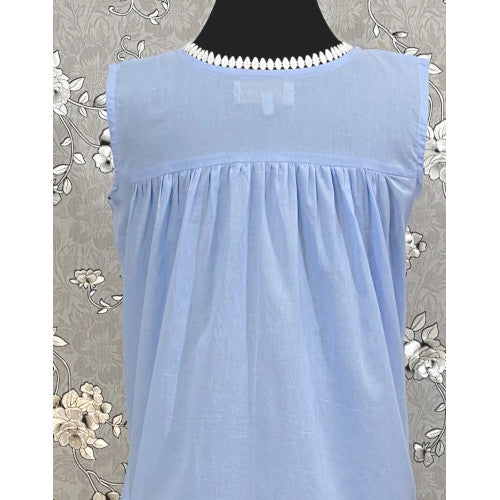Victorian-Inspired 100% Cotton Nightgown by SoieRose - SR-1129 - Periwinkle