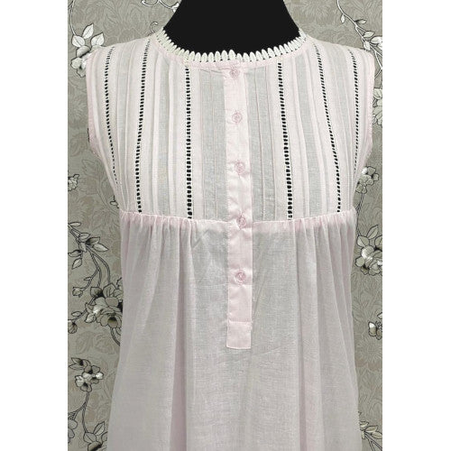 Victorian-Inspired 100% Cotton Nightgown by SoieRose - SR-1130 - Pale Pink