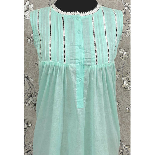 Victorian-Inspired 100% Cotton Nightgown by SoieRose - SR-1131 - Sea Green