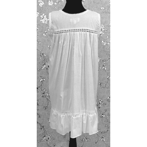 Victorian Cotton Nightgown Sleeveless Ruffle Hem Vintage Style SoieRose SR1137