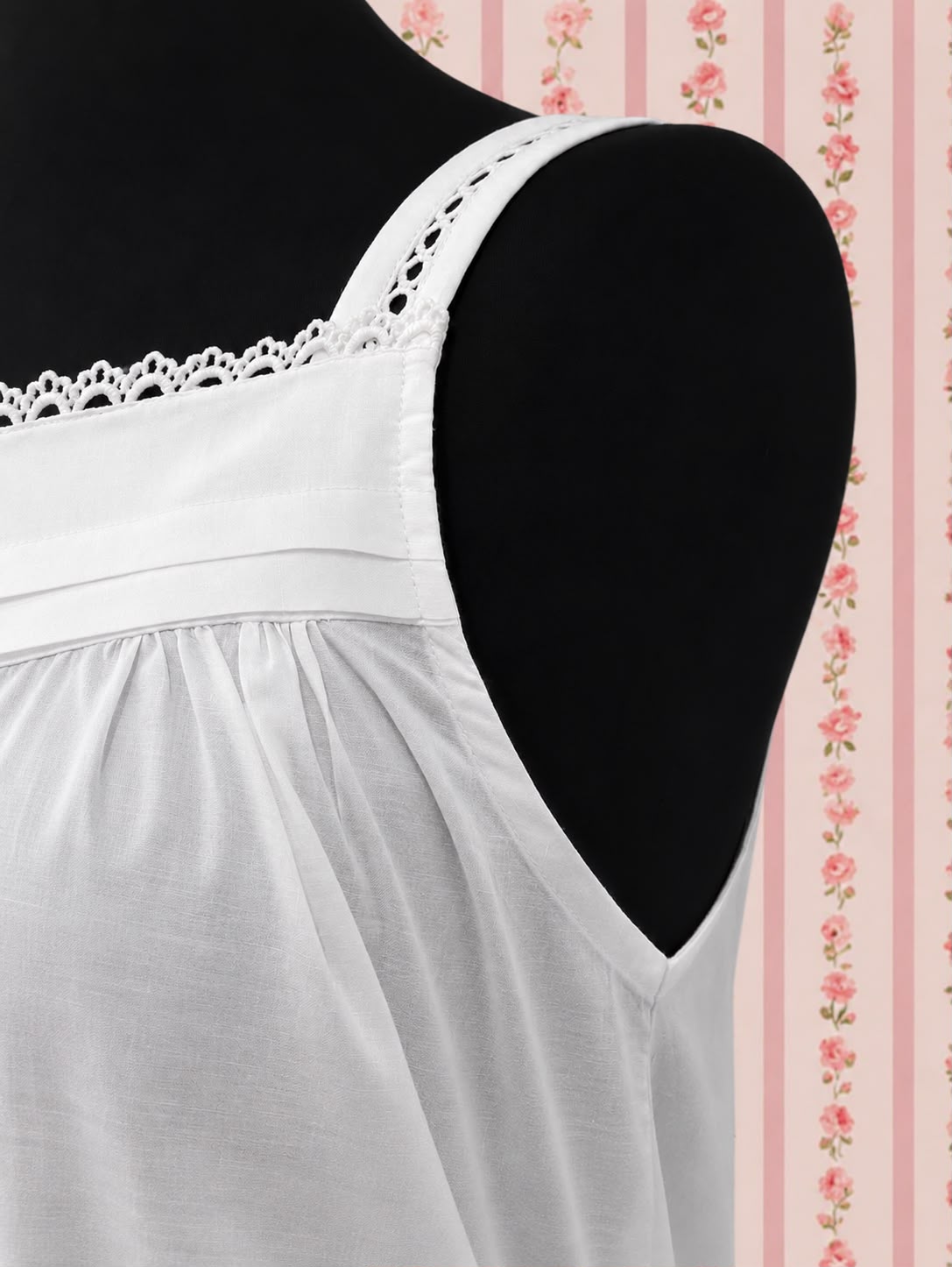 SoieRose White 100% Cotton Victorian Nightgown-SR-1003