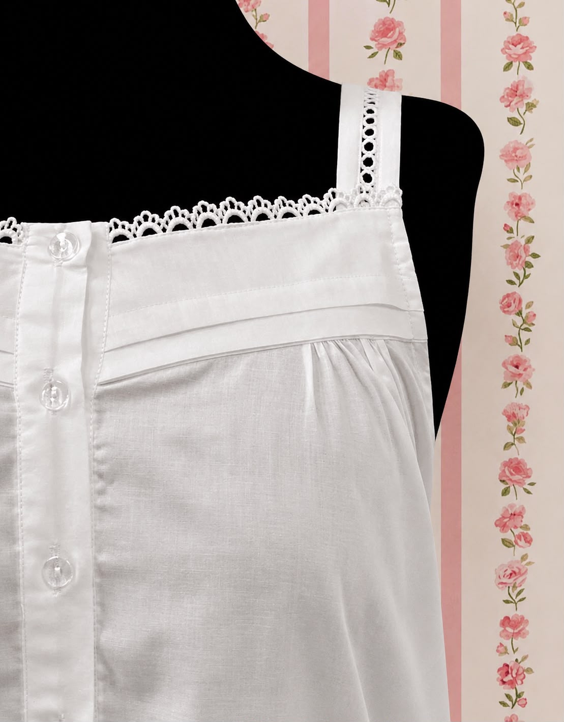 SoieRose White 100% Cotton Victorian Nightgown-SR-1003