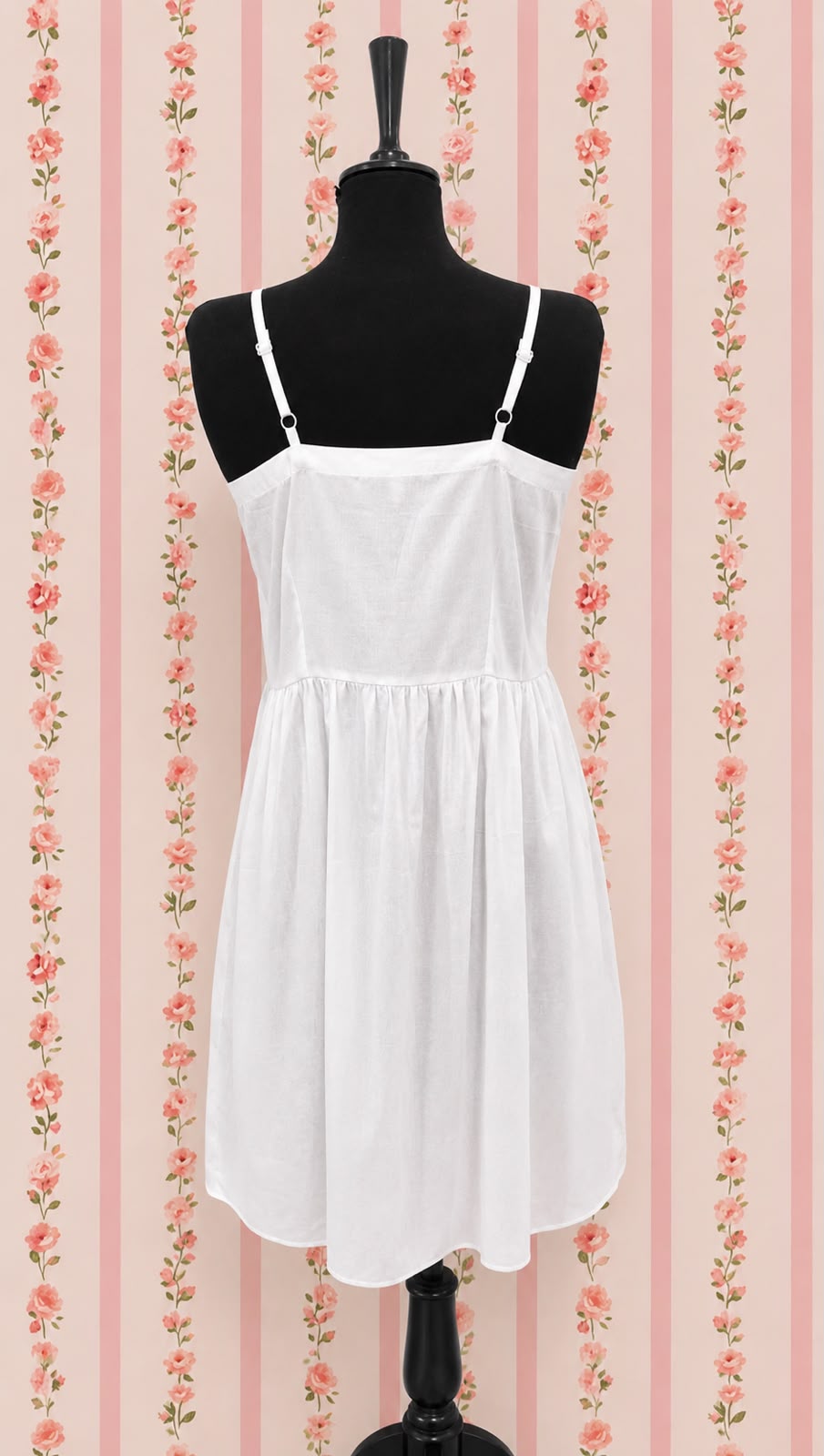 SoieRose White 100% Cotton Spaghetti Strap V-neck Victorian Nightgown SR-1008