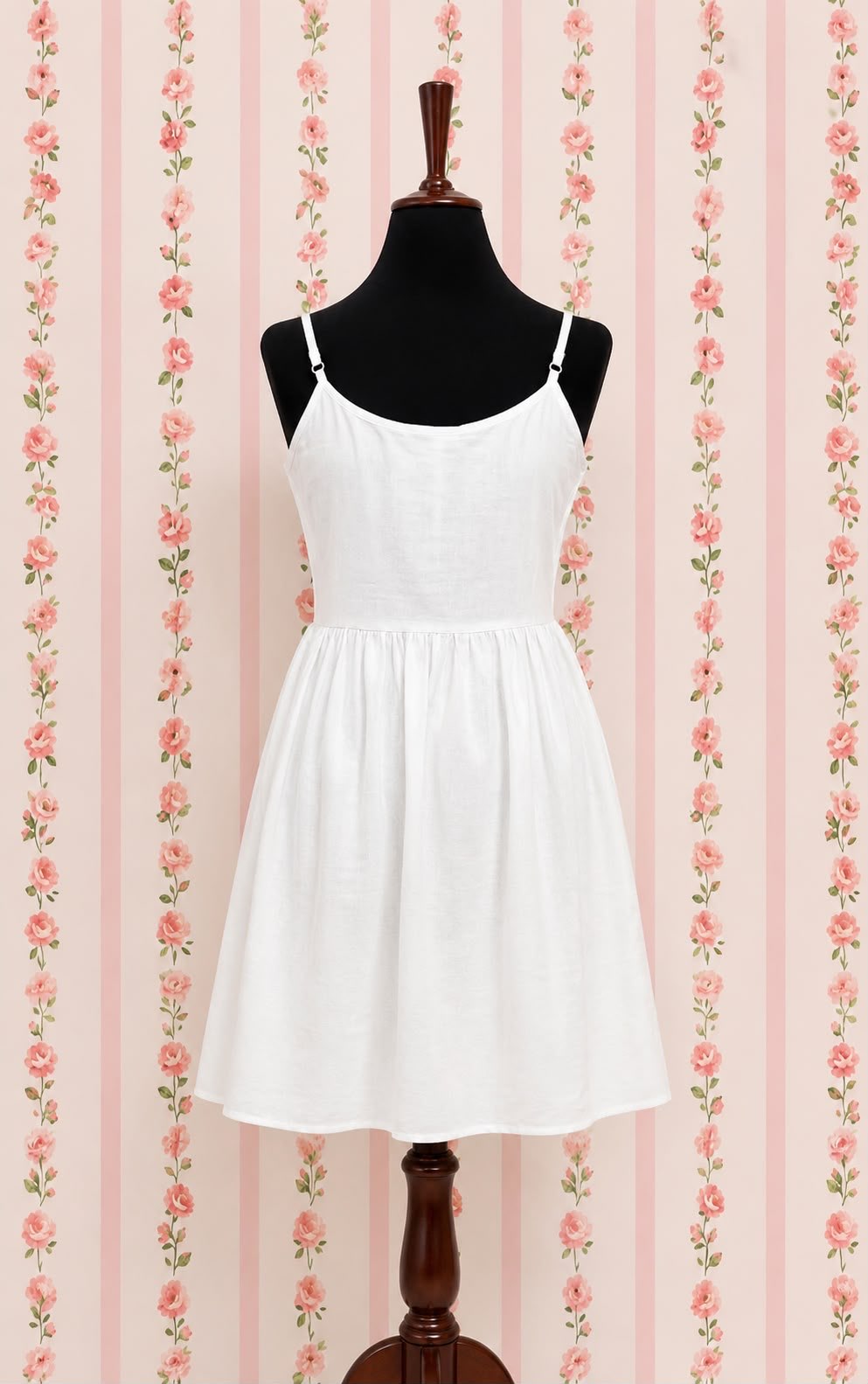 SoieRose 100% White Cotton Spaghetti Strap Victorian Nightgown- SR-1011