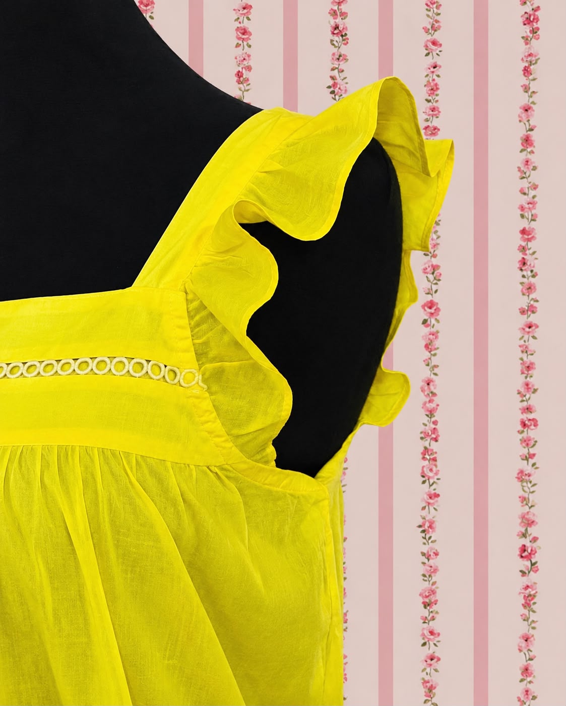 SoieRose 100% Cotton Victorian Nightgown - Canary Yellow - SR-1069