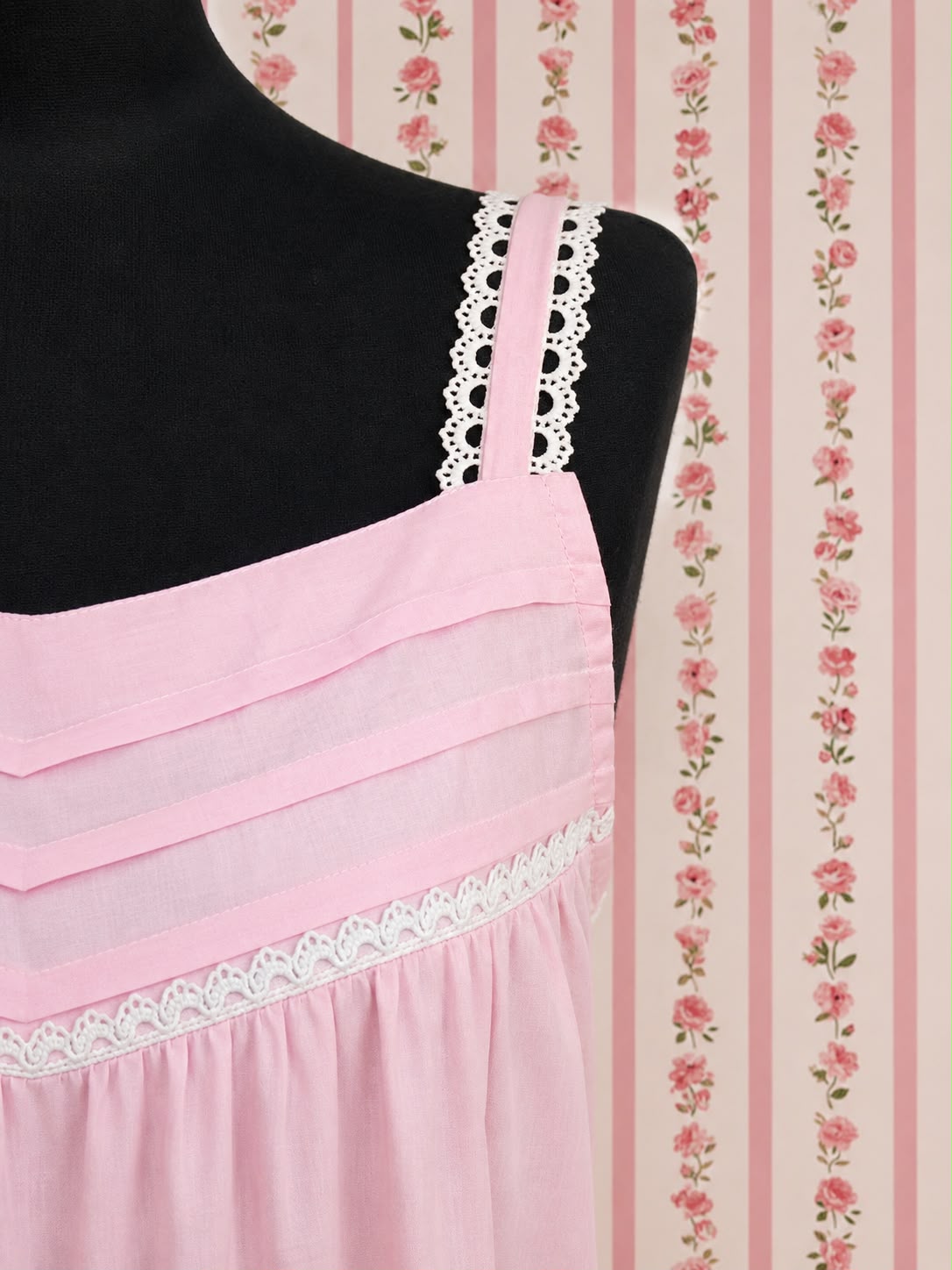 SoieRose 100% Cotton Pink Victorian Night Gown - SR1080