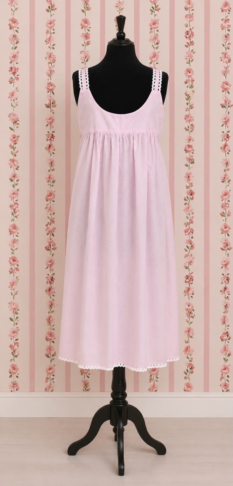 SoieRose 100% Cotton Pink Victorian Night Gown - SR1080